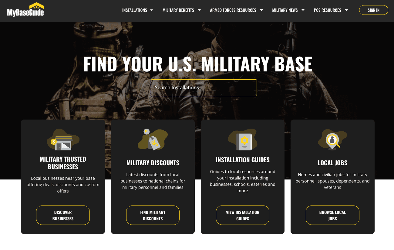 MyBaseGuide base detail page showing comprehensive base information and resources